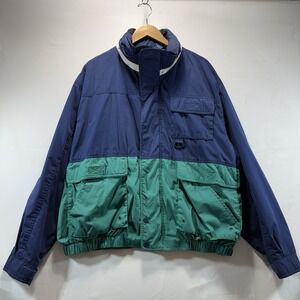 VTG Windbreaker Jacket Colorblock Size XL Towncraft Lined Snap Front Full Zip